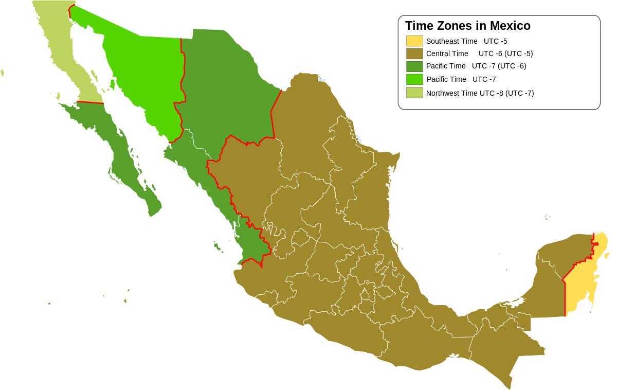 временска зона мапата Мексико