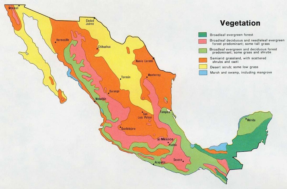 карта на Мексико natual ressources