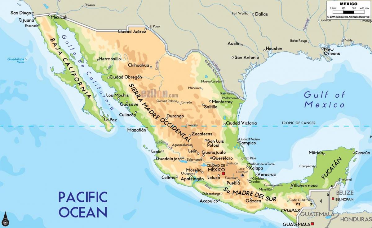 Мексико мапата физички