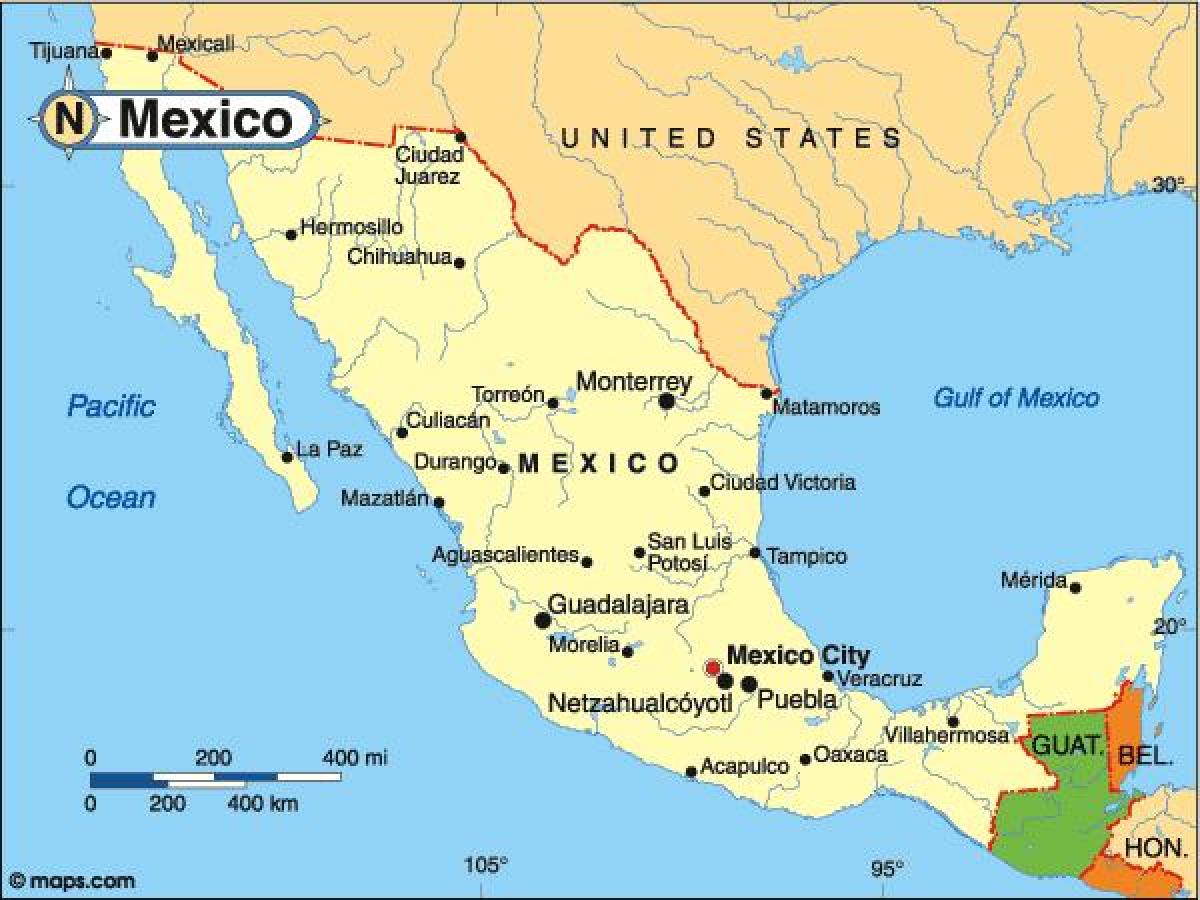 земја Мексико мапа