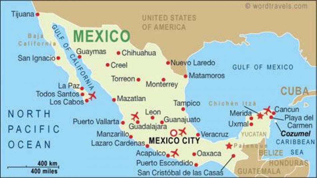 карта на аеродромите во Мексико