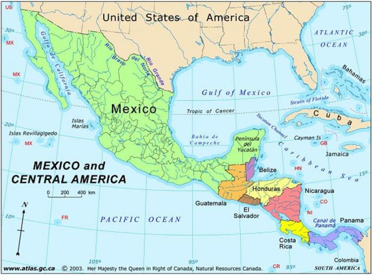 мапата Мексико и централна америка