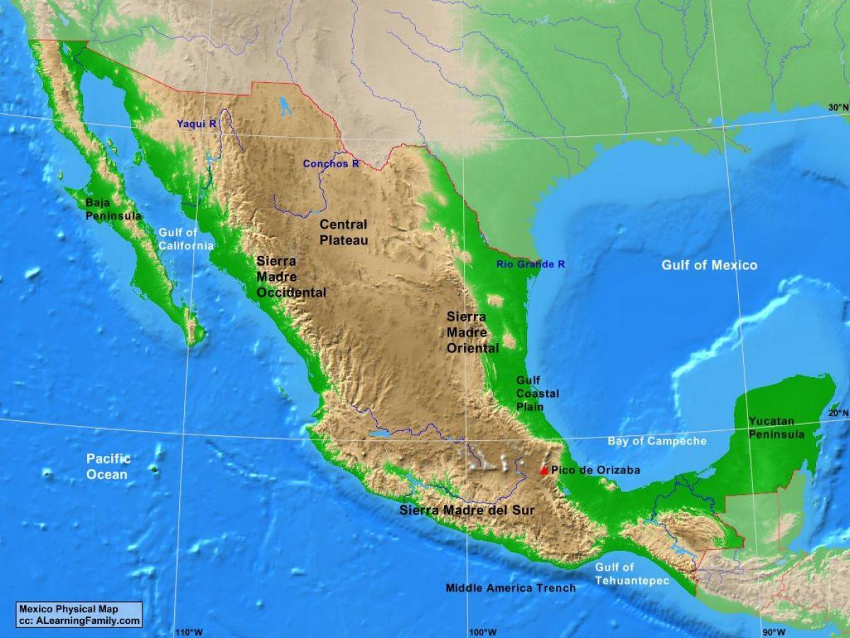 плато на Мексико мапа
