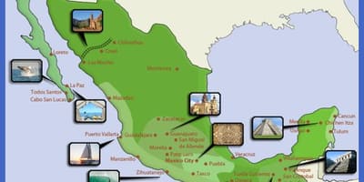 Карта на Мексико туристички дестинации