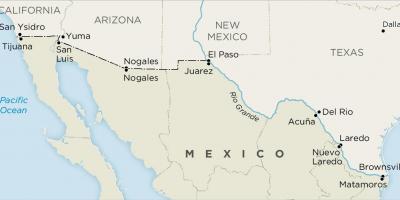 Сад и Мексико граница мапа